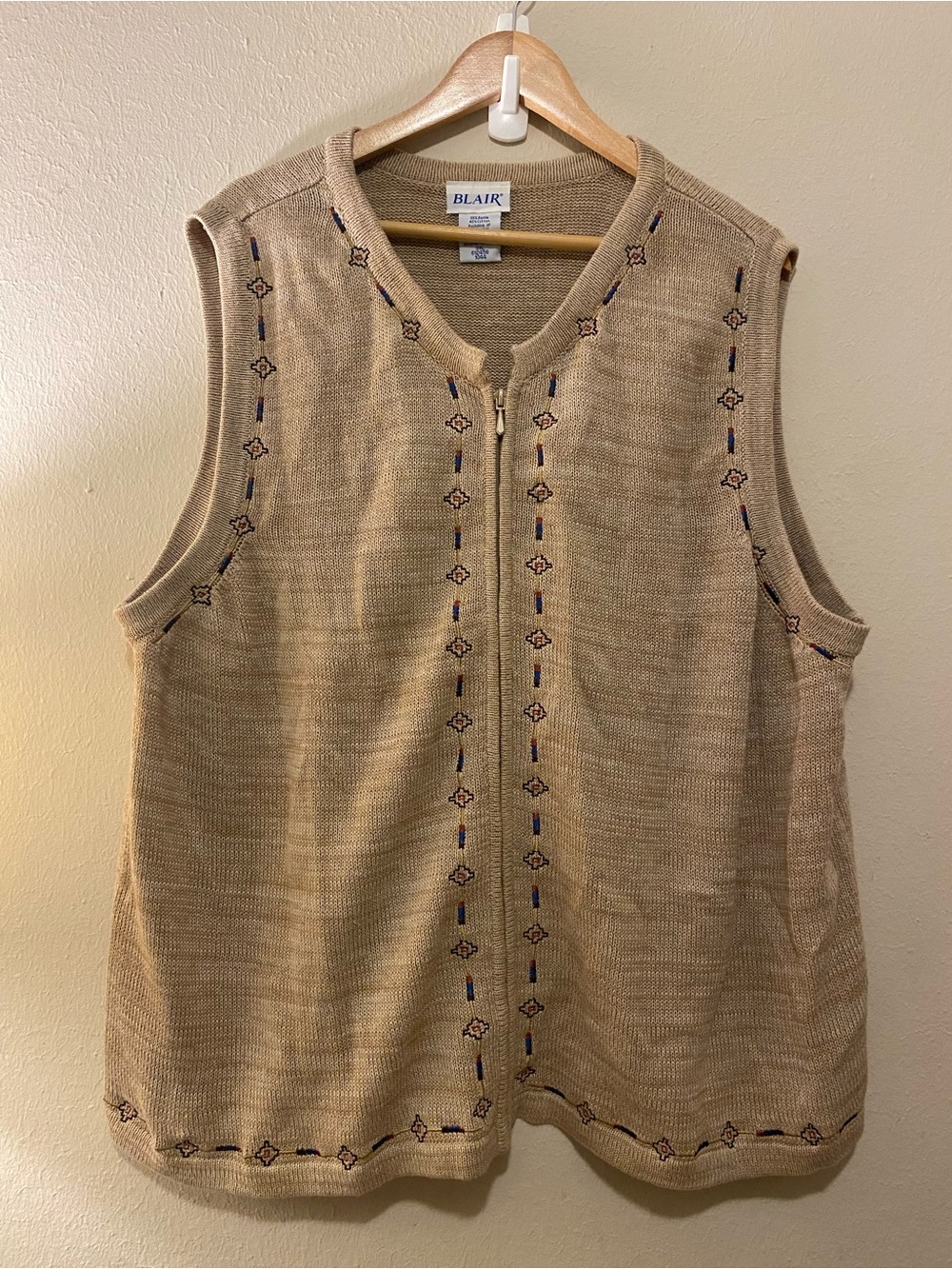 Women’s Vintage Blair Ramie Cotton Sweater Vest Sz3X Aztec Western Grandma
